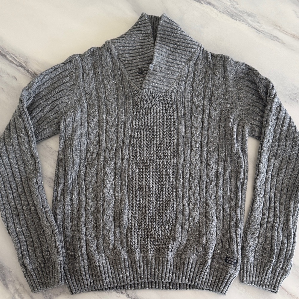Classic Gray V-Neck Men's Sweater